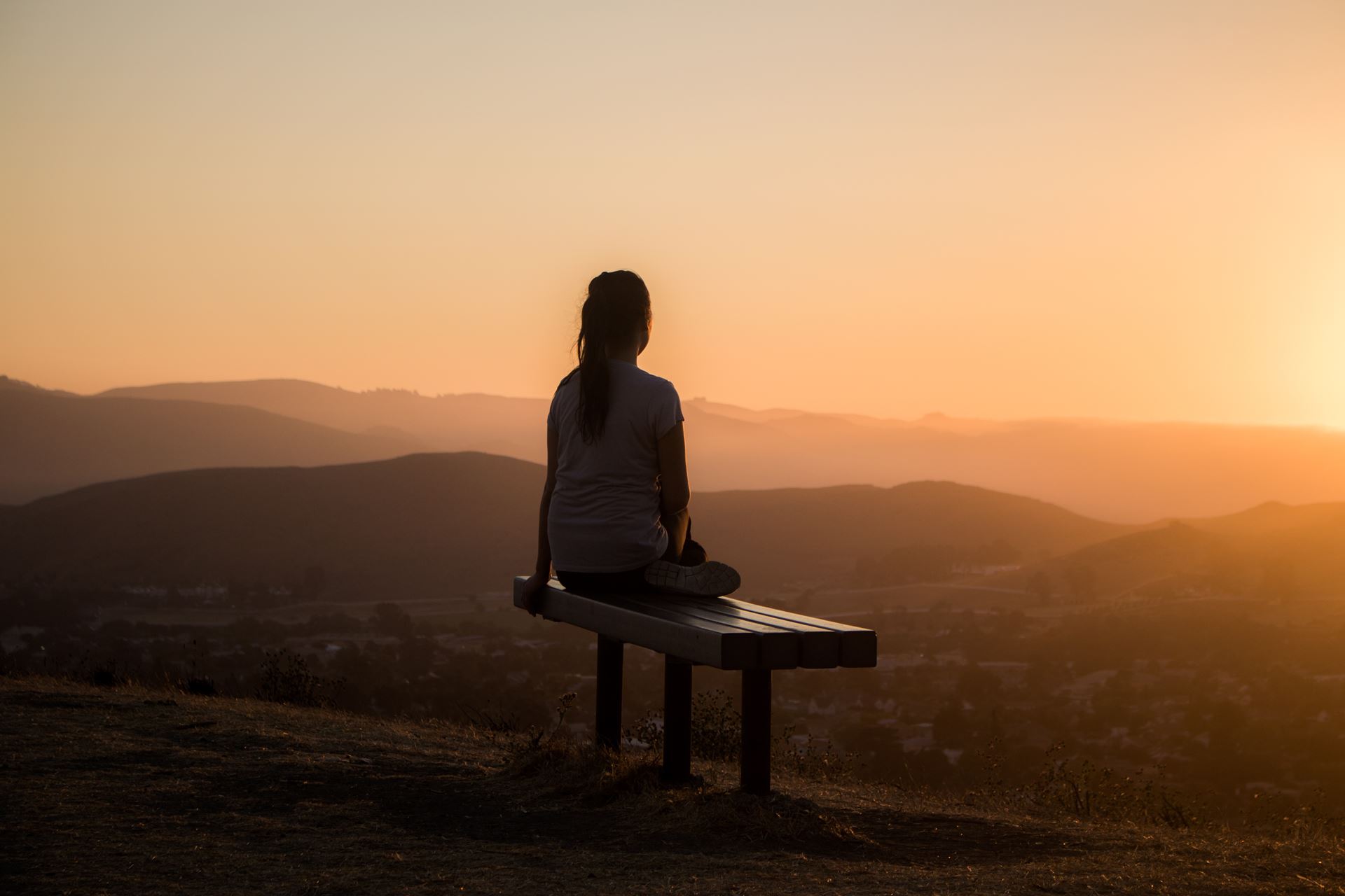 woman gazing at the sunset